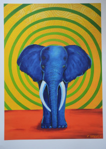 R. Spence - Elephant - Litho + Original - Wolfensberger 2015